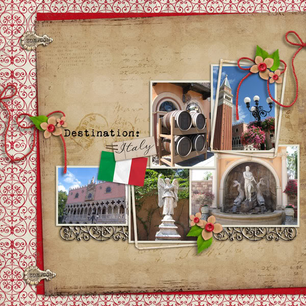 Digital Scrapbook page created by ybmelissa featuring "Around The World" and "Taste of France and Italy" by Sahlin Studio and Britt-ish Designs