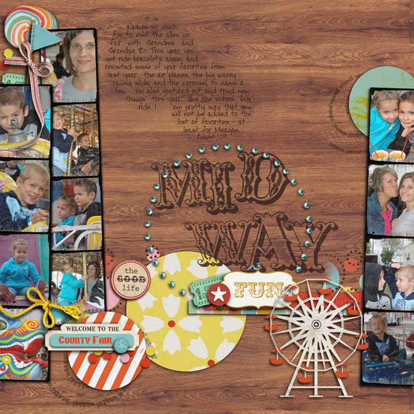 Digital Scrapbook page created by rebeccah featuring "Vintage Carnival" by Sahlin Studio