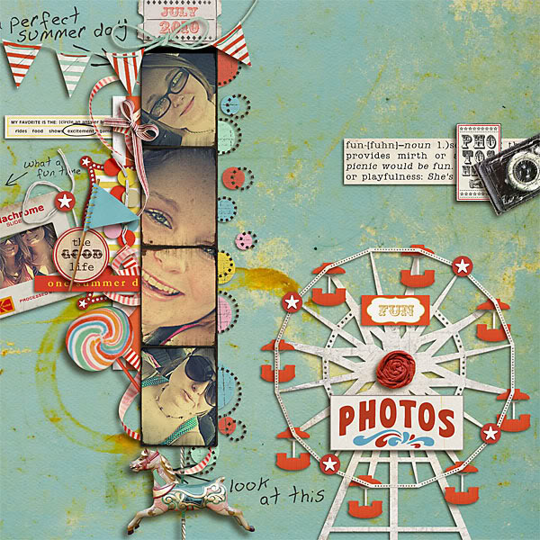 Digital Scrapbook page created by snaggletooth75 featuring "Vintage Carnival" by Sahlin Studio