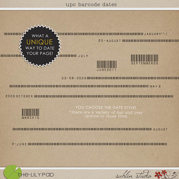 upc barcode dates by sahlin studio