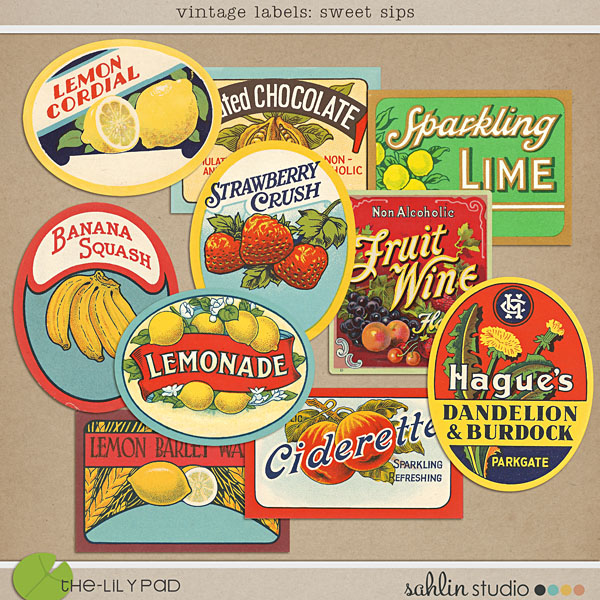 vintage drink labels by sahlin studio