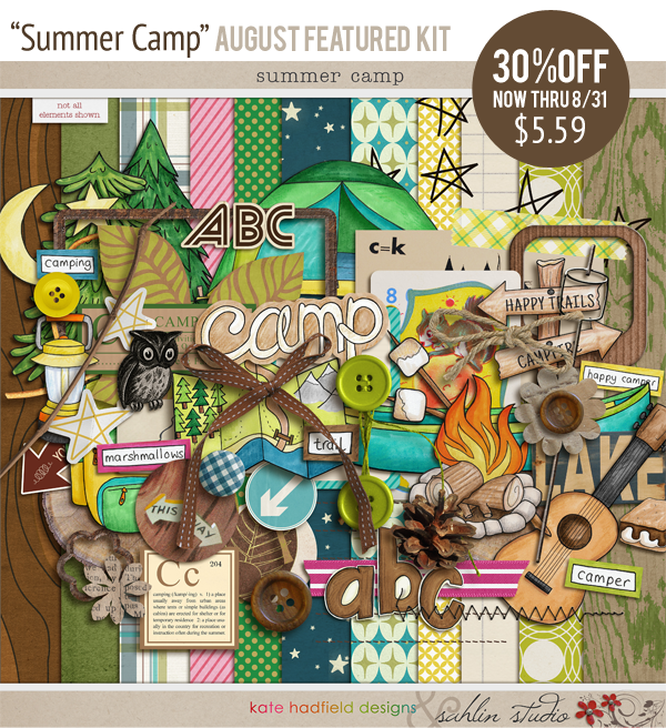 Digital Scrapbooking Kits, August Basics Page Kit-(Kmess), Everyday,  Seasons - Summer