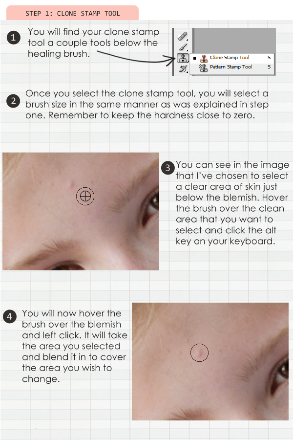 fixing blemishes using the clone stamp tool