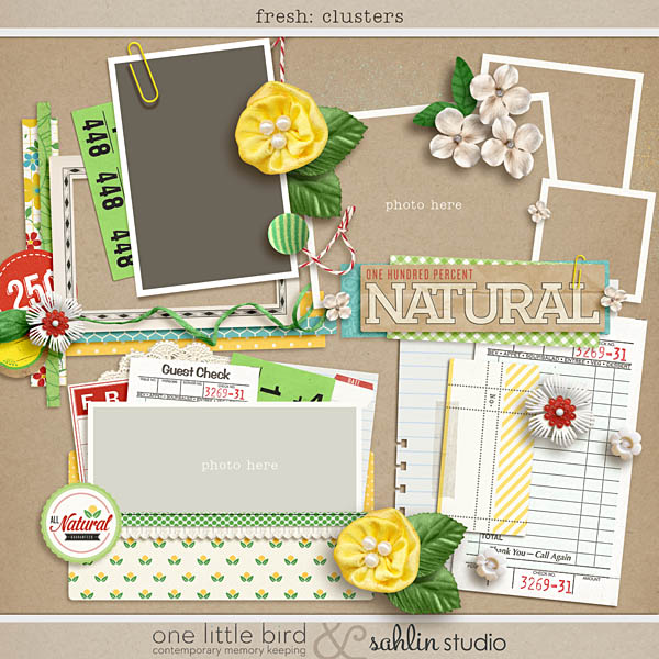 fresh: clusters digital scrapbook sahlin studio one little bird