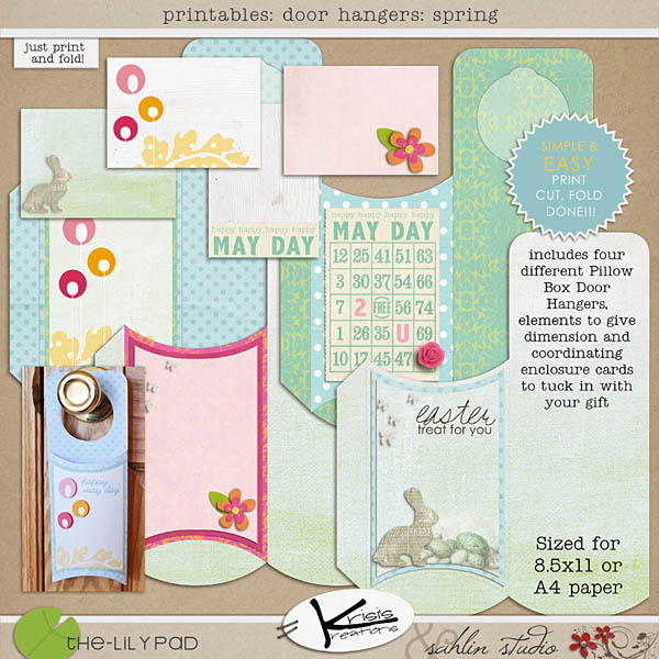 Digital and Hybrid Scrapbook kit Printables Spring Door Hangers by Sahlin Studio and Krisi's Kreations