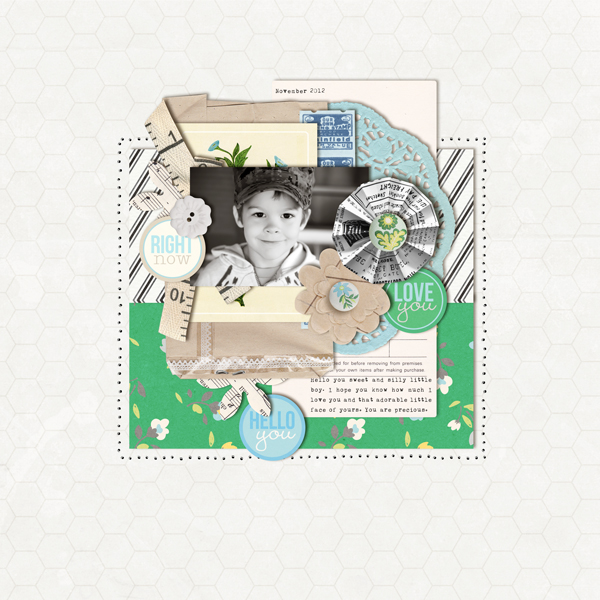 Digital Scrapbook page created by crystalbella77 featuring Down the Lane by Sahlin Studio