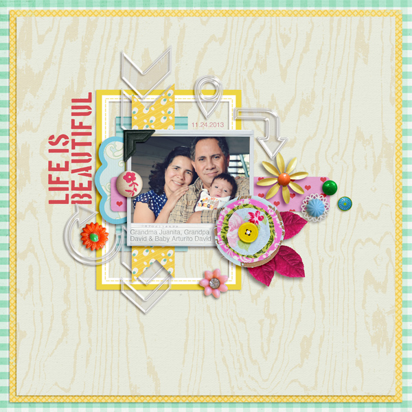 Digital Scrapbook page created by raquels featuring "Acrylic: Arrows" by Sahlin Studio