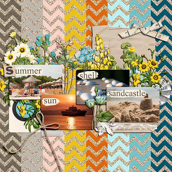 summer / beach digital scrapbook page created by damayanti featuring Sahlin Studio goodies