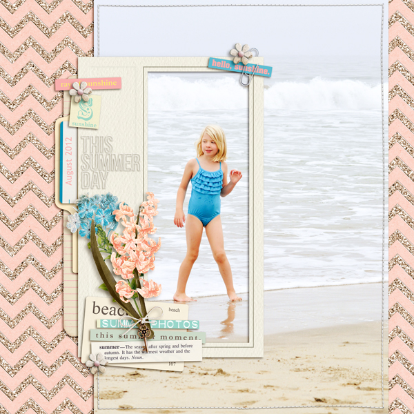 Summer Beach Swimming scrapbook page created by pne123 featuring Sahlin Studio goodies