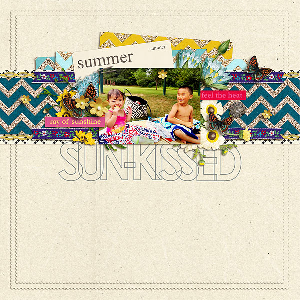 Summer scrapbook page created by scrappydonna featuring Sahlin Studio goodies