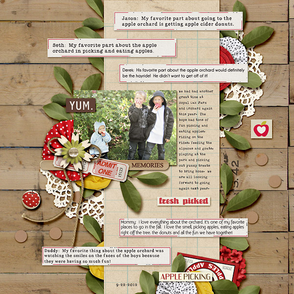 Digital Scrapbook Layout by kim21673 featuring Apple Orchard by Sahlin Studio