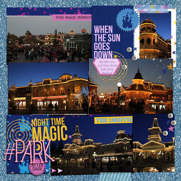 Disney After Dark digital scrapbook layout by -justine using Project Mouse: At Night by Sahlin Studio & Britt-ish Designs