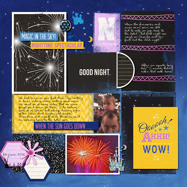 disney at night project life - left side - layout by amberr using Project Mouse: At Night by Sahlin Studio & Britt-ish Designs