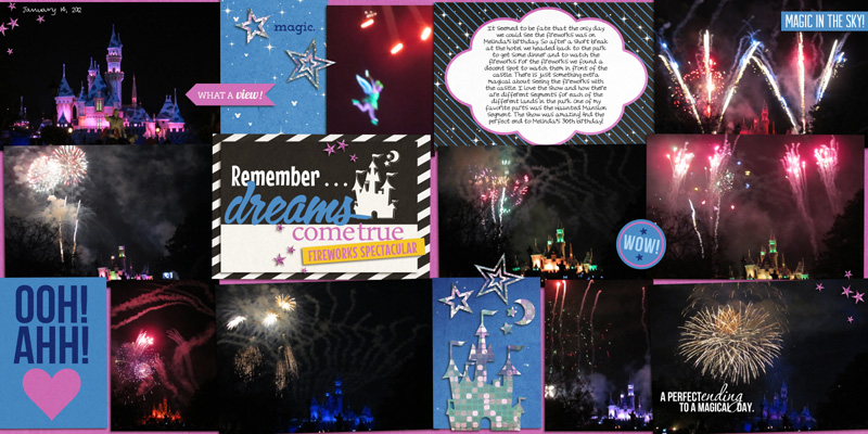 fireworks at disney project life double page layout by yzerbear19 using Project Mouse: At Night by Sahlin Studio & Britt-ish Designs