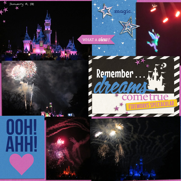 fireworks at disney project life - left side -layout by yzerbear19 using Project Mouse: At Night by Sahlin Studio & Britt-ish Designs