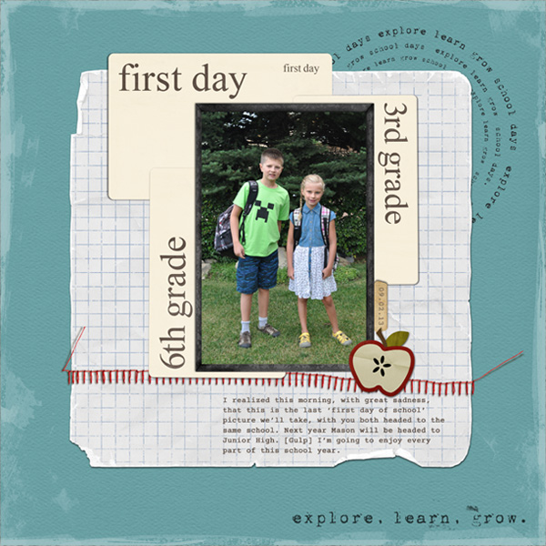 First Day of 3rd and 6th grade layout by ctmm4 using Journal Cards: School by Sahlin Studio