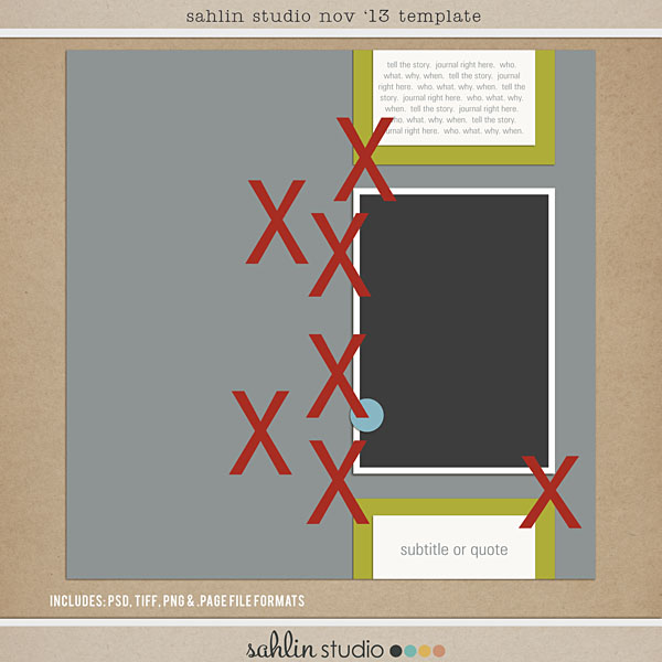 Nov 2013 Digital Scrapbooking FREE Template Sahlin Studio Digital