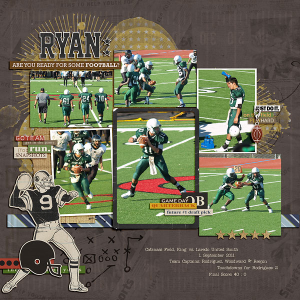 Football digital scrapbook layout using Sports: Football by Sahlin Studio