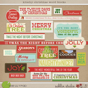 Kitschy Christmas Word Blocks by Sahlin Studio