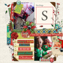 Christmas layout created by PuSticks featuring Kitschy Christmas by Sahlin Studio and Jenn Barrette