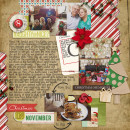 Christmas scrapbook layout by becca1976 using Wood Veneer: Christmas, Daily Date Brads, Project Life - Vintage Christmas Alpha Cards by Sahlin Studio