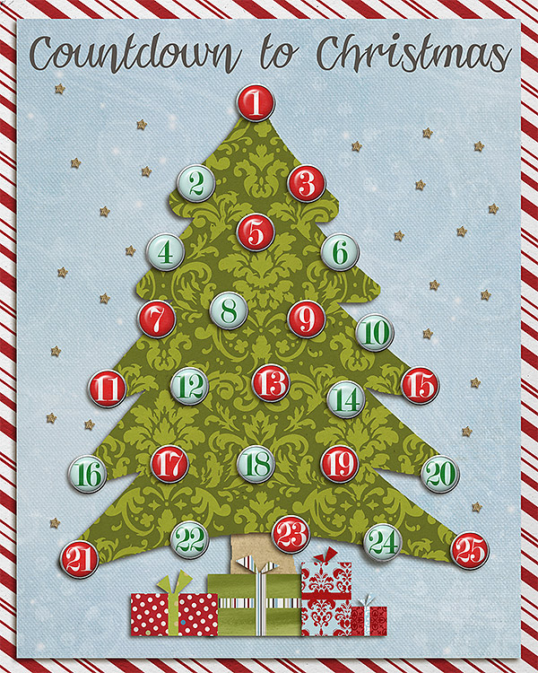 Countdown to Christmas DRY ERASE Board project by kv2av using Daily Date Brads by Sahlin Studio