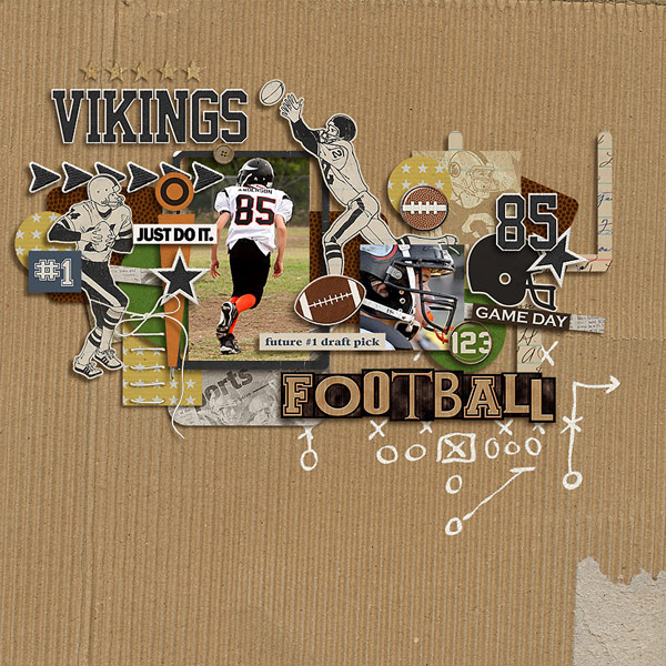 Football digital scrapbook layout using Sports: Football by Sahlin Studio