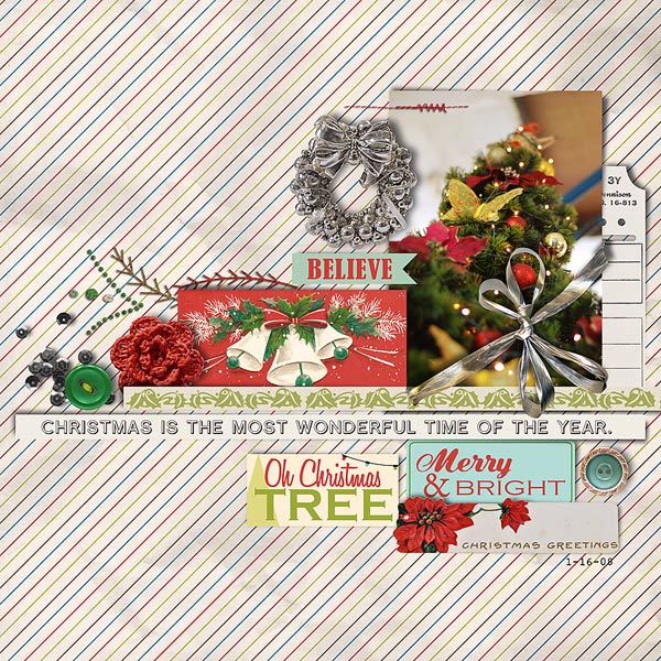 Christmas layout featuring Kitschy Christmas by Sahlin Studio and Jenn Barrette