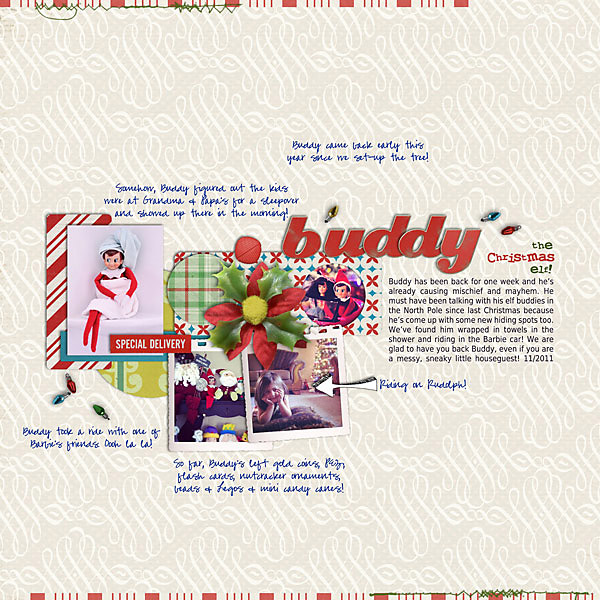 Christmas layout featuring Kitschy Christmas by Sahlin Studio and Jenn Barrette