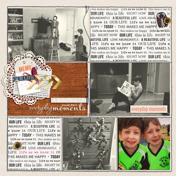 Everyday Moments scrapbook layout by bderby using Life As We Know It kit by sahlin studio and sugarplum paperie