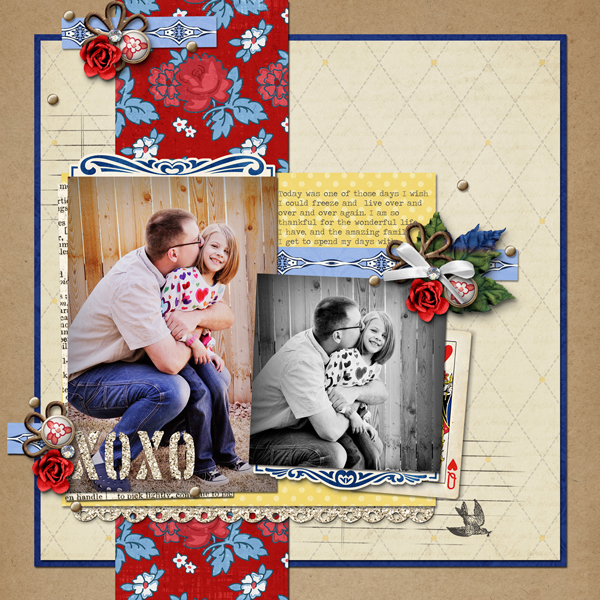 xoxo digital layout by ajjones using Stamped Sentiments Digital Word Art No. 2: Love by Sahlin Studio