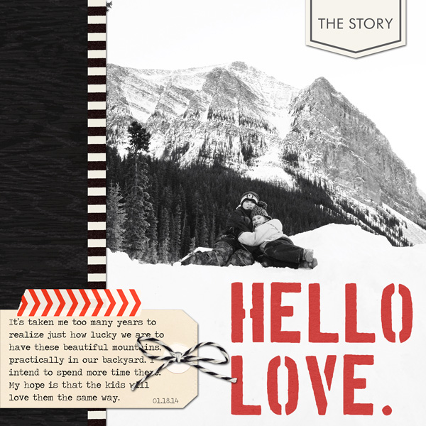 Hello Love digital layout by ctmm4 using Stamped Sentiments Digital Word Art No. 2: Love by Sahlin Studio
