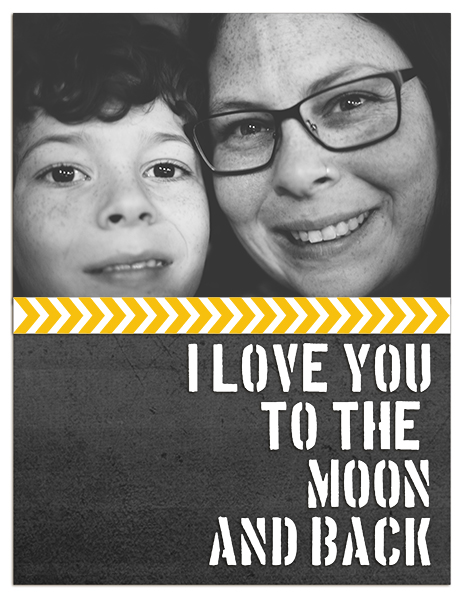 I Love You To The Moon and Back digital layout by taramck using Stamped Sentiments Digital Word Art No. 2: Love by Sahlin Studio
