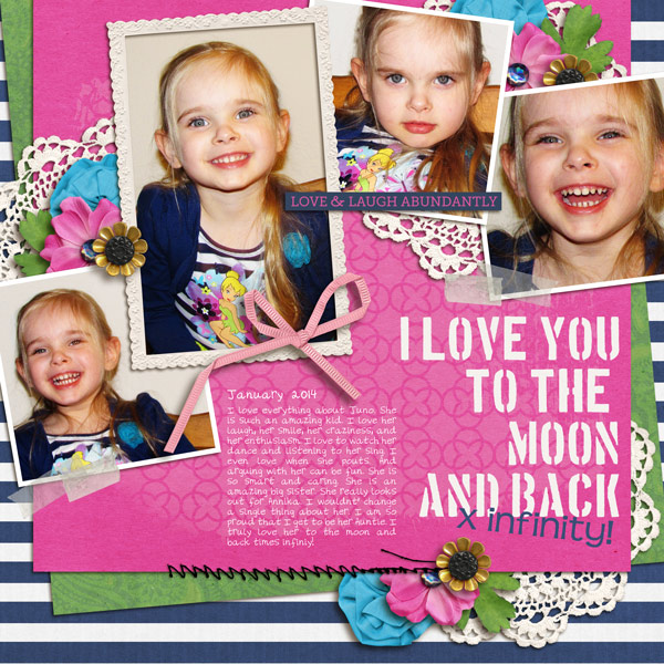 I love you to the moon and back digital layout by yzerbear19 using Stamped Sentiments Digital Word Art No. 2: Love by Sahlin Studio