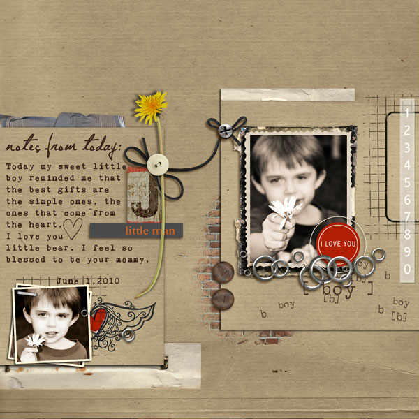 Boy digital scrapbook layout by davita featuring Grunge by Sahlin Studio