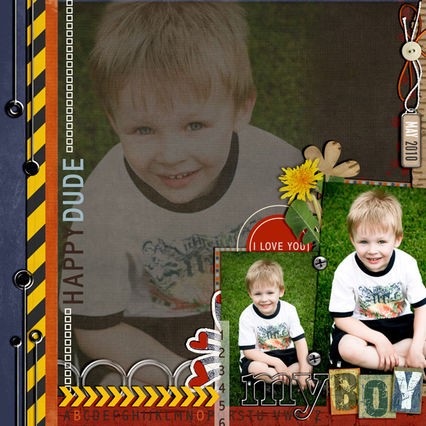 Boy digital scrapbook layout by cindys732004 featuring Grunge by Sahlin Studio