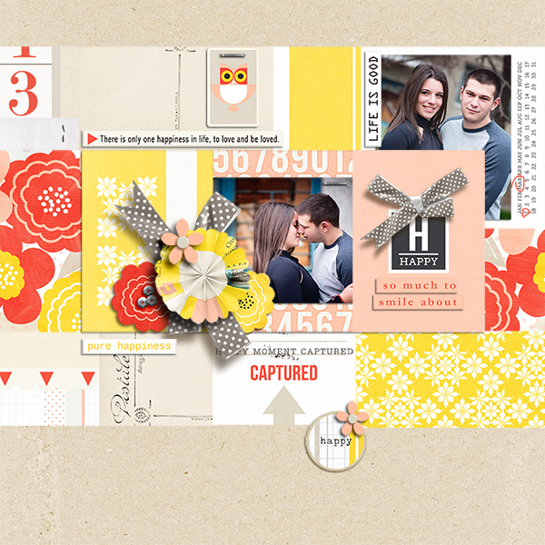 Happiness digital scrapbook layout using Pure Happiness by Sahlin Studio