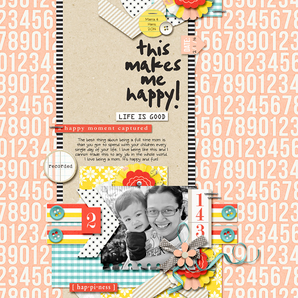 Happy digitial scrapbook layout by dianeskie using Pure Happiness by Sahlin Studio