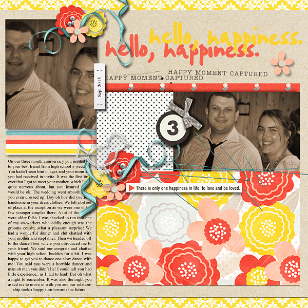 Hello Happiness digital scrapbook layout using Pure Happiness by Sahlin Studio