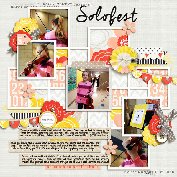 Happy Moment digital scrapbook layout using Pure Happiness by Sahlin Studio