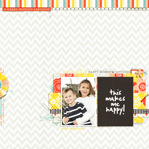 Happy digital scrapbook layout by rlma using Pure Happiness by Sahlin Studio