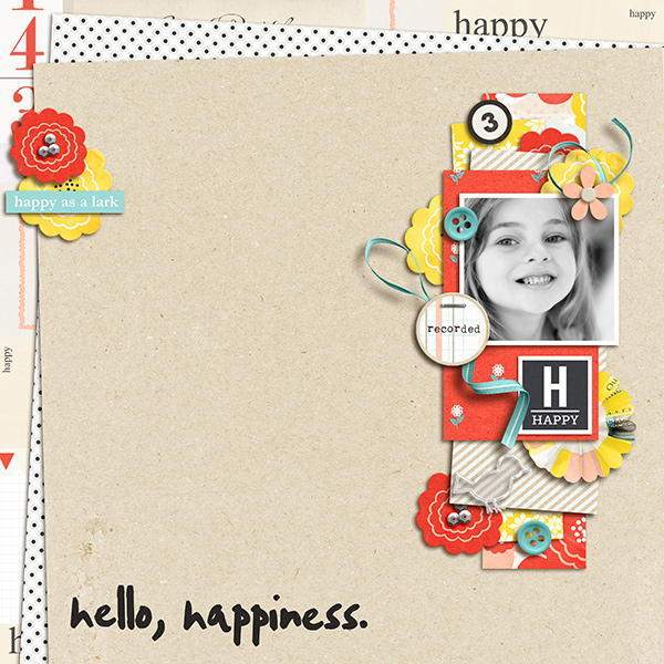 Hello Happiness digital scrapbook layout by sucali using Pure Happiness by Sahlin Studio