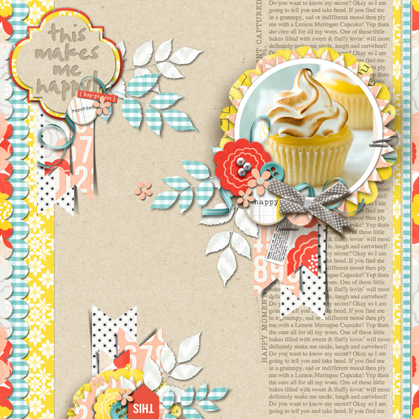 Cupcake Happiness digital scrapbook layout using Pure Happiness by Sahlin Studio