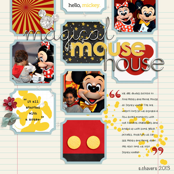 DISNEY Mickey Mouse digital scrapbook page by PuSticks, using Year of Templates 13 by Sahlin Studio