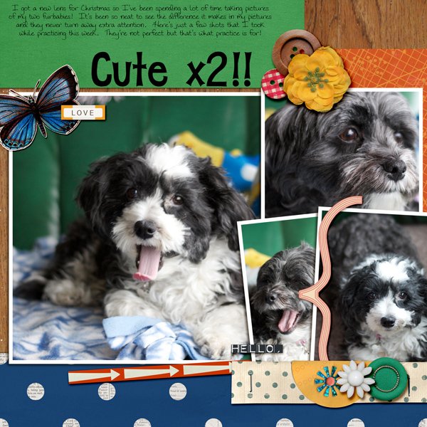 Dog Puppy digital scrapbook page by rfeewjlj, using Year of Templates 13 by Sahlin Studio