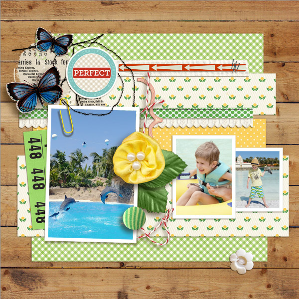 SUMMER Beach Digital scrapbook page by dul, using Year of Templates 13 by Sahlin Studio