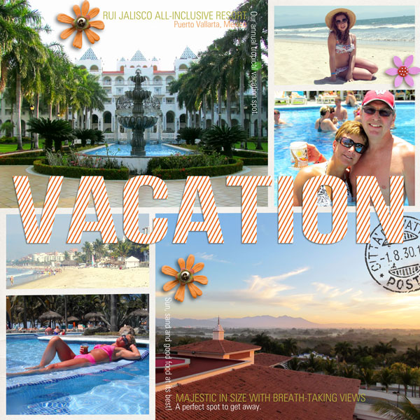 Vacation Tropical Beach Digital scrapbook page by lor, using Year of Templates 13 by Sahlin Studio