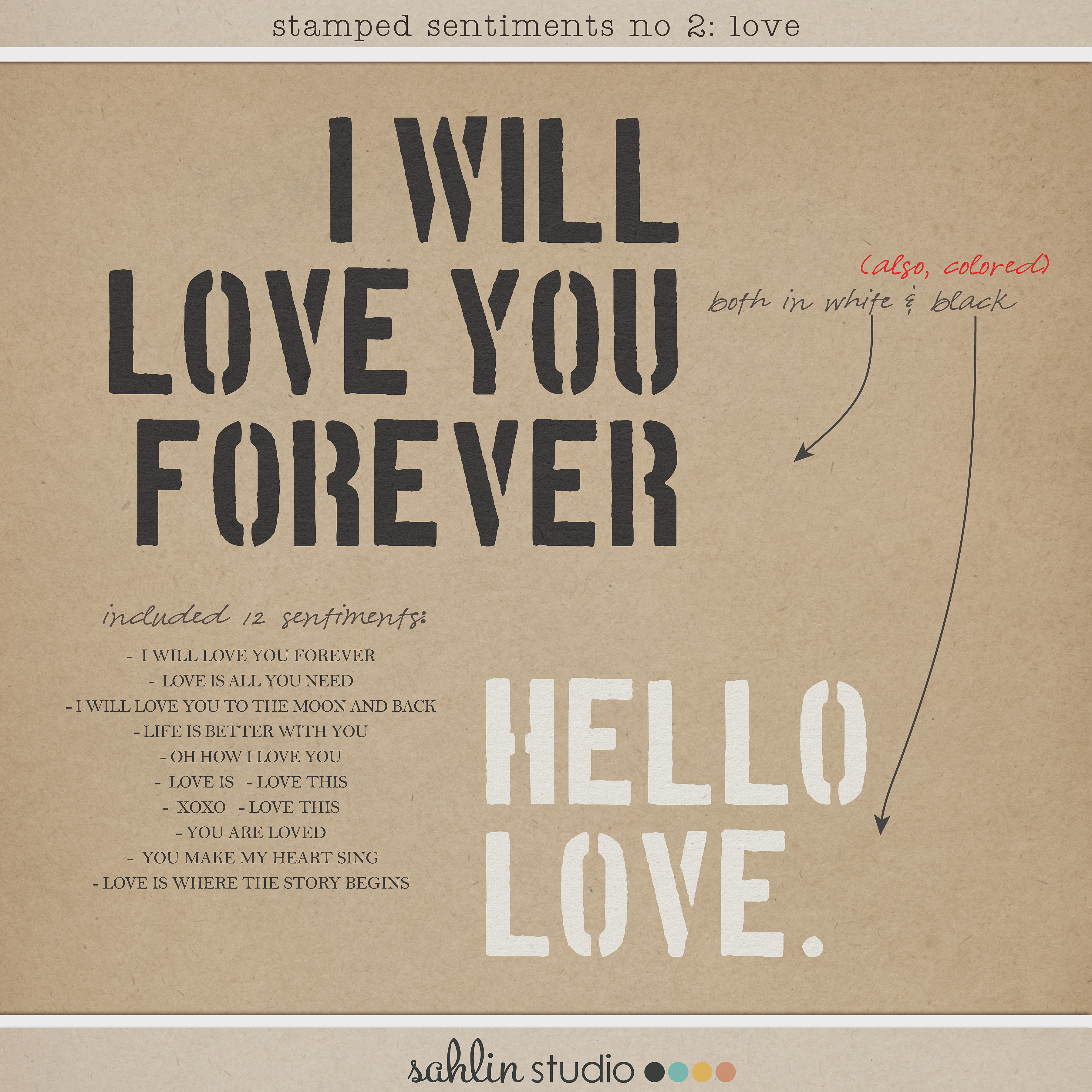 Stamped Sentiments Digital Word Art No. 2: Love by Sahlin Studio