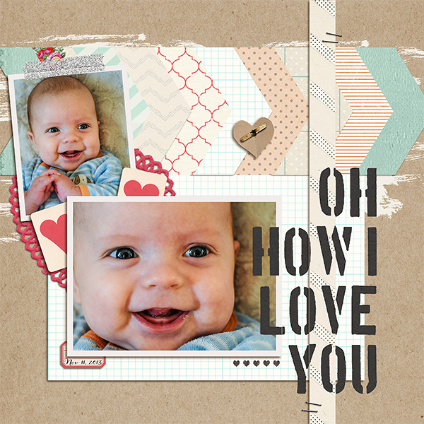 Oh how i love you digital layout by kv2av using Stamped Sentiments Digital Word Art No. 2: Love by Sahlin Studio