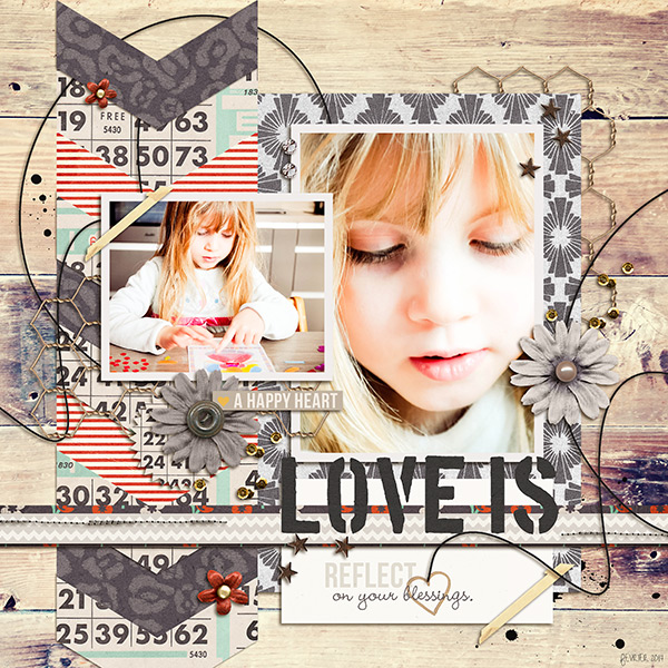 Love Is digital layout by louso using Stamped Sentiments Digital Word Art No. 2: Love by Sahlin Studio